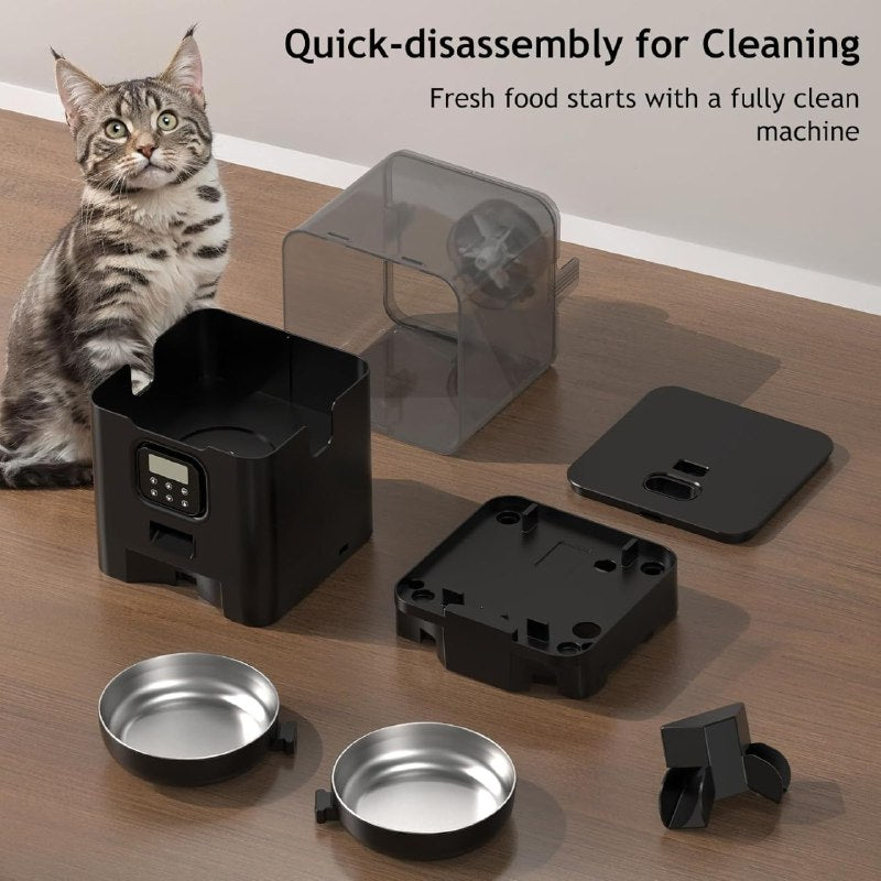 Voluas 6L Dual Automatic Cat Feeder with Stainless Steel Bowls