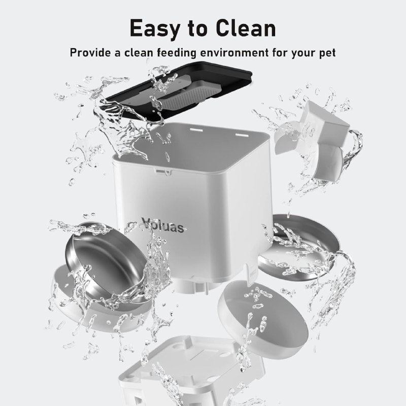 Voluas 6L Dual Automatic Cat Feeder with Stainless Steel Bowls